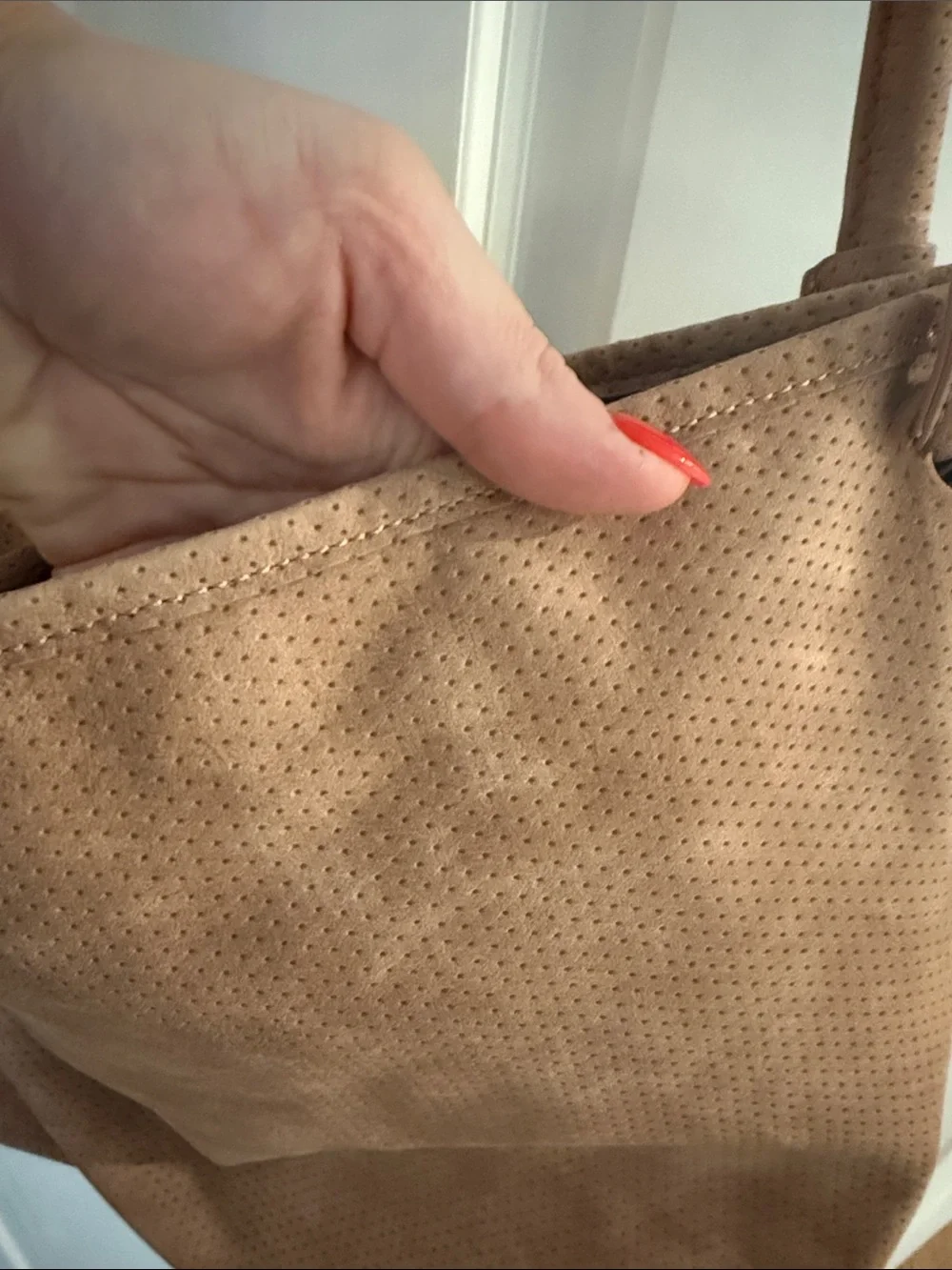 Anthropologie Classic Suede Tote Bag in Mauve